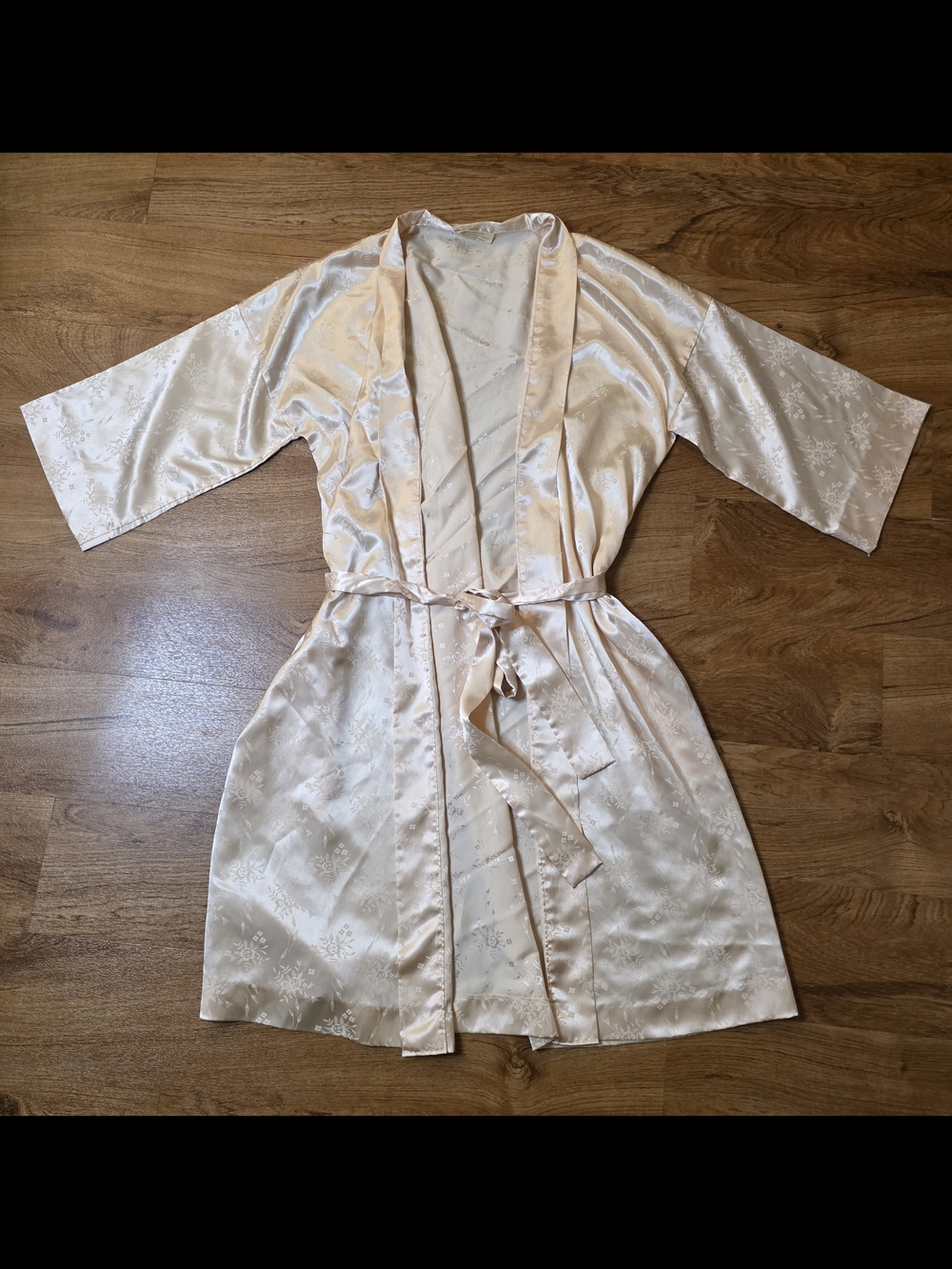 Vintage 80s Sphere Japanese Blush Floral Satin Kimono - Size P (Modern XS)